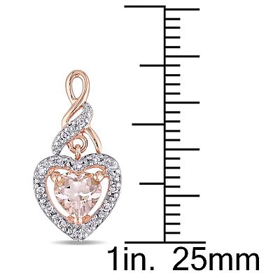 Stella Grace 10k Rose Gold 1/8-ct. T.W. Diamond and Morganite Heart Drop Earrings