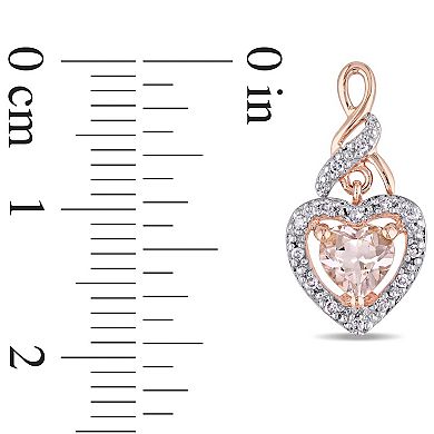 Stella Grace 10k Rose Gold 1/8-ct. T.W. Diamond and Morganite Heart Drop Earrings