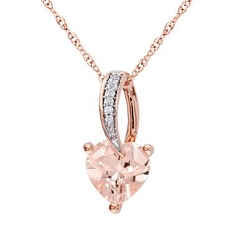 Stella Grace 10k Rose Gold Morganite and Diamond Accent Heart Pendant