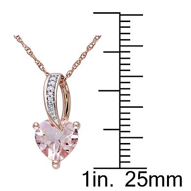 Stella Grace 10k Rose Gold Morganite and Diamond Accent Heart Pendant