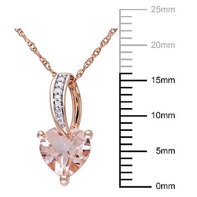 Stella Grace 10k Rose Gold Morganite and Diamond Accent Heart Pendant