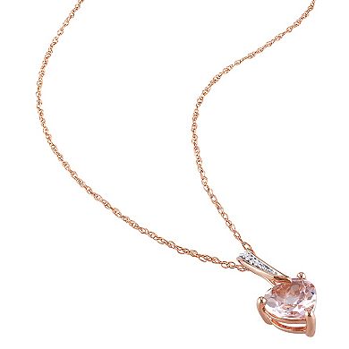 Stella Grace 10k Rose Gold Morganite and Diamond Accent Heart Pendant