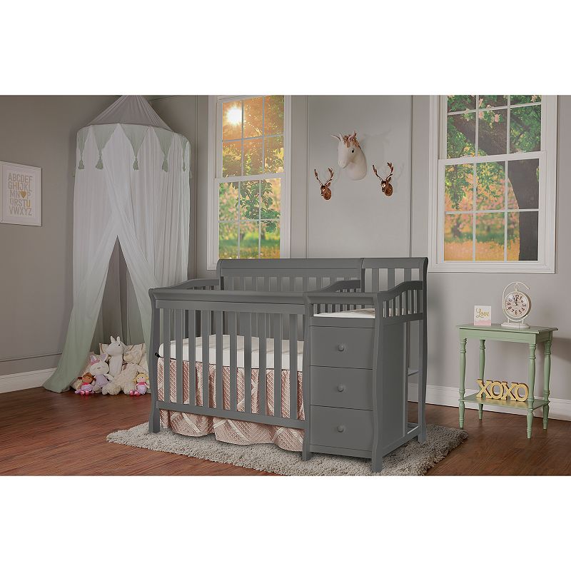 Dream On Me Jayden 4-in-1 Mini Convertible Crib And Changer, Storm Grey