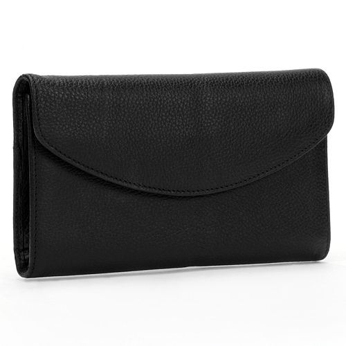 Dopp Leather Framed Organizer Clutch Wallet