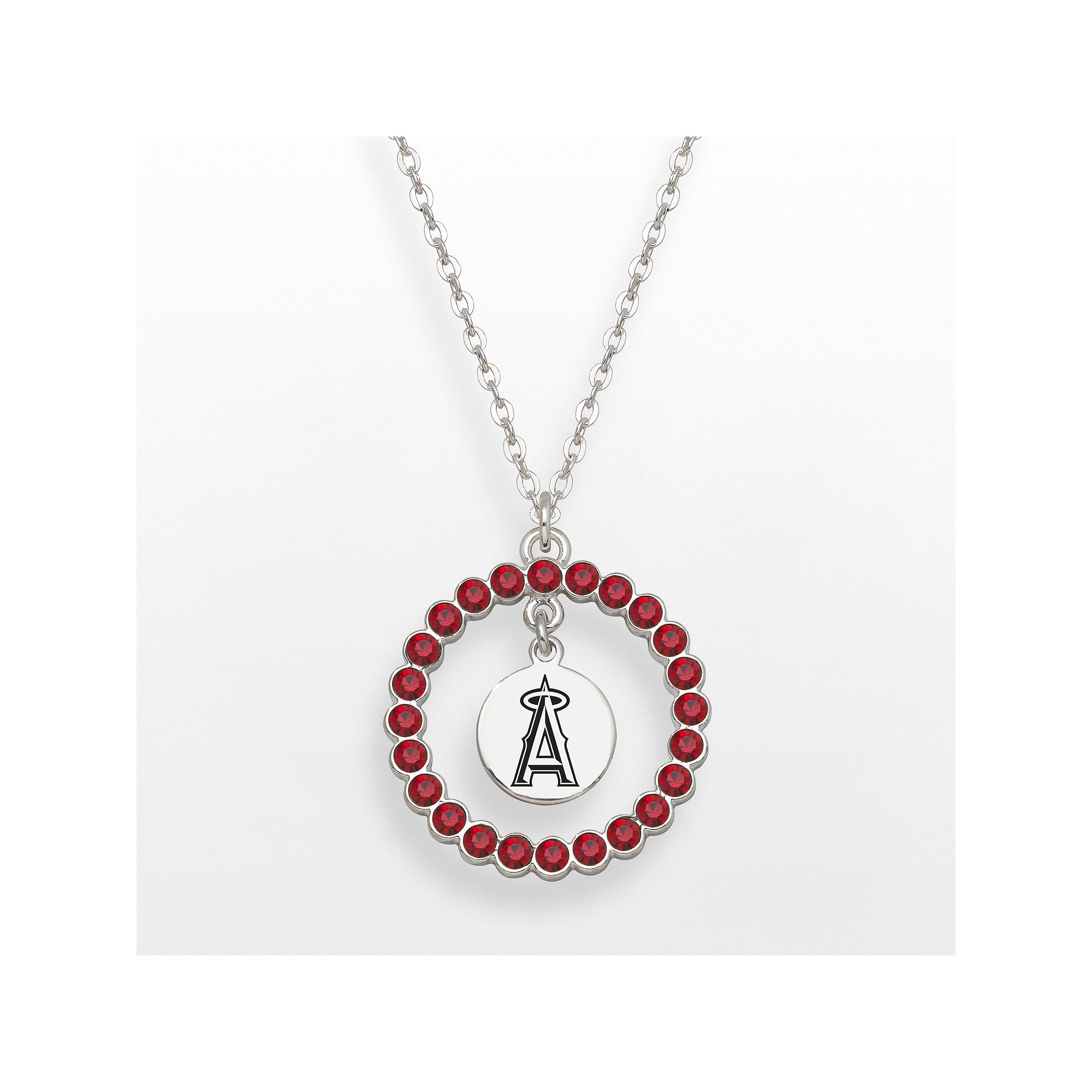 Los Angeles Angels of Anaheim Silver Tone Crystal Logo Charm Circle Pendan