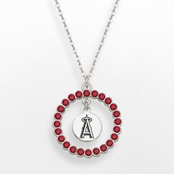 Los Angeles Angels of Anaheim Silver Tone Crystal Logo Charm Circle Pendant