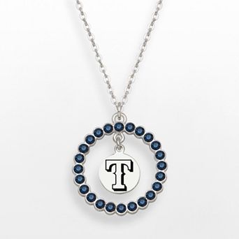 LogoArt Texas Rangers Silver Tone Crystal Logo Charm Circle Pendant