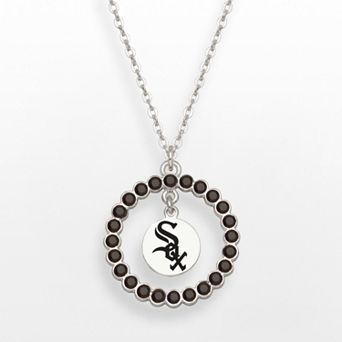 LogoArt Chicago White Sox Silver Tone Crystal Logo Charm Circle Pendant