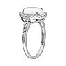 10k White Gold Opal and Lab-Created White Sapphire Oval Frame Ring