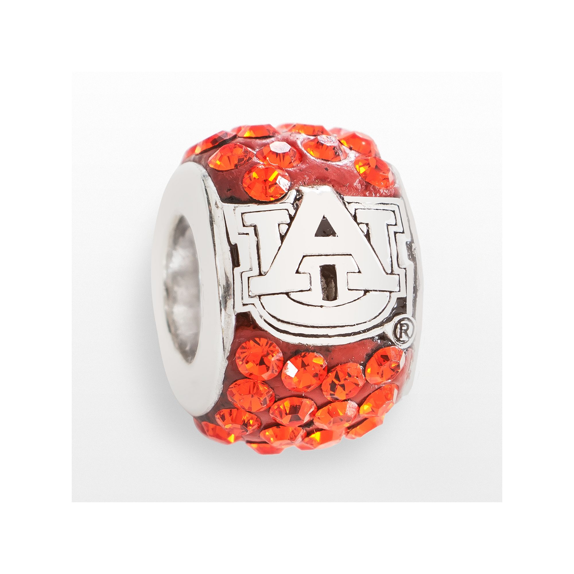 LogoArt Auburn Tigers Sterling Silver Crystal Logo Bead, Womens, Orange