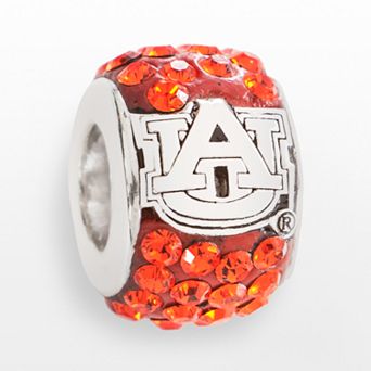 LogoArt Auburn Tigers Sterling Silver Crystal Logo Bead