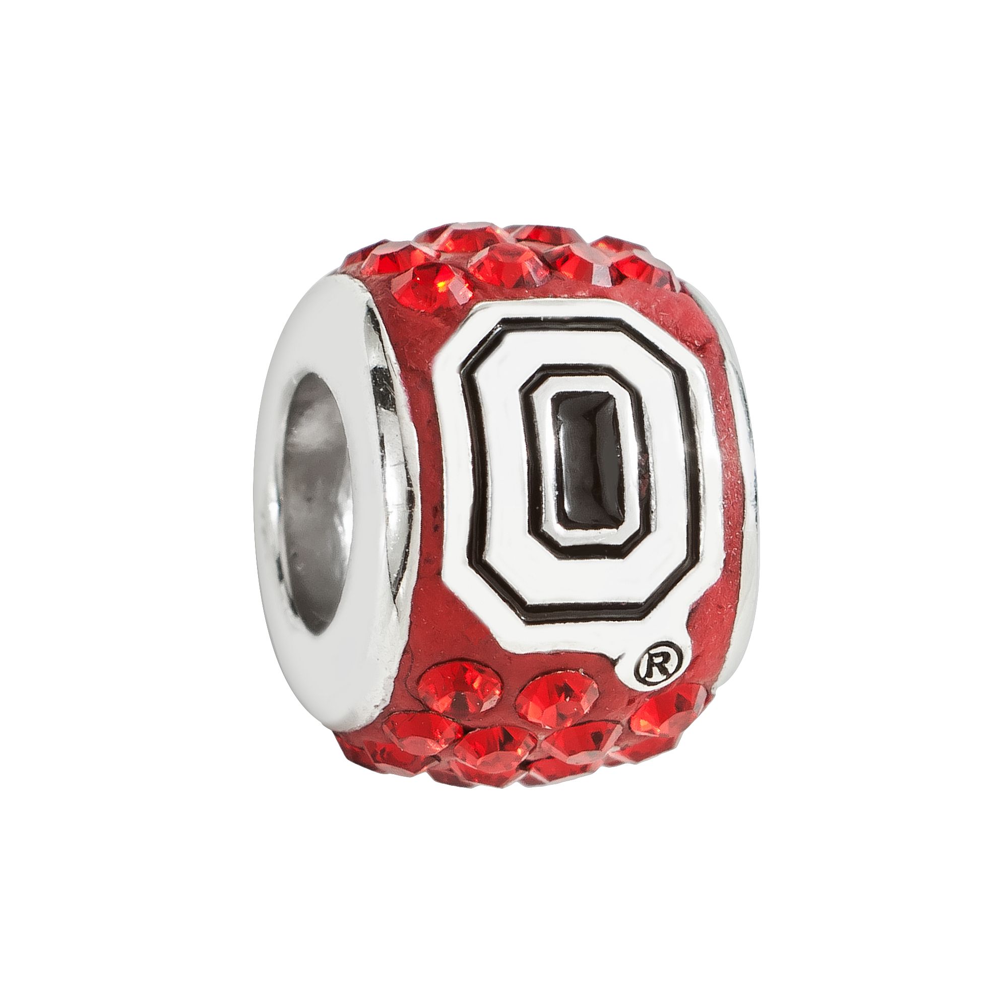 LogoArt Ohio State Buckeyes Sterling Silver Crystal Logo Bead, Womens, Red