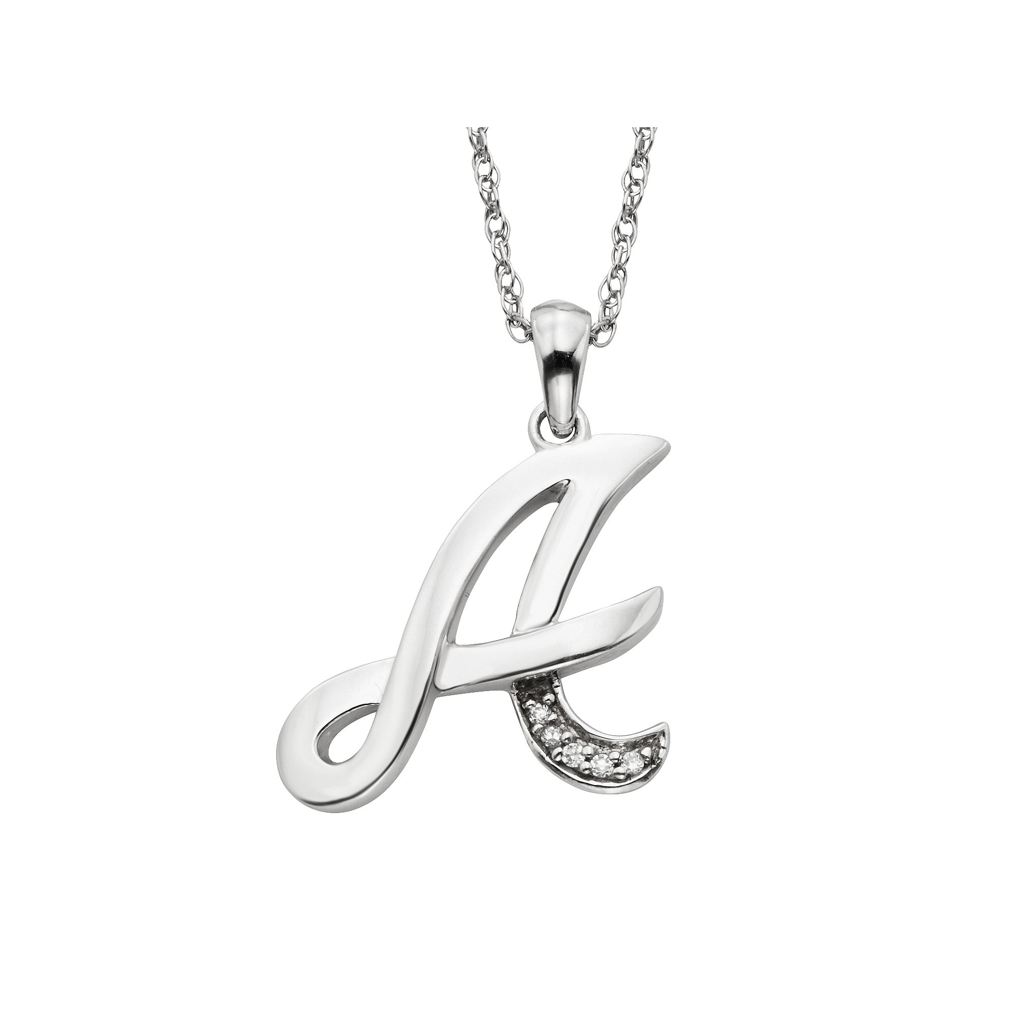 Sterling Silver Diamond Accent Initial Pendant, Womens, Size: 20MM