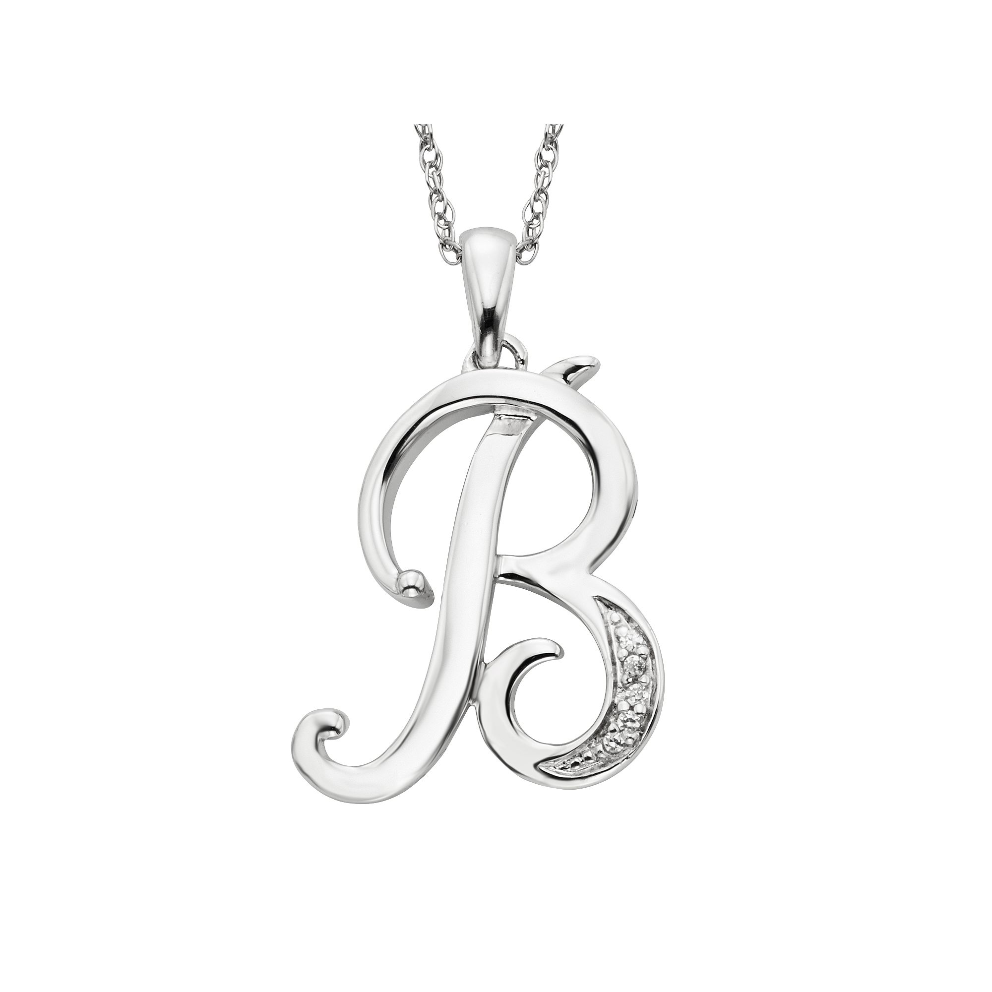 Sterling Silver Diamond Accent Initial Pendant, Womens, Size: 20MM, B