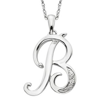 Sterling Silver Diamond Accent Initial Pendant