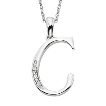Sterling Silver Diamond Accent Initial Pendant