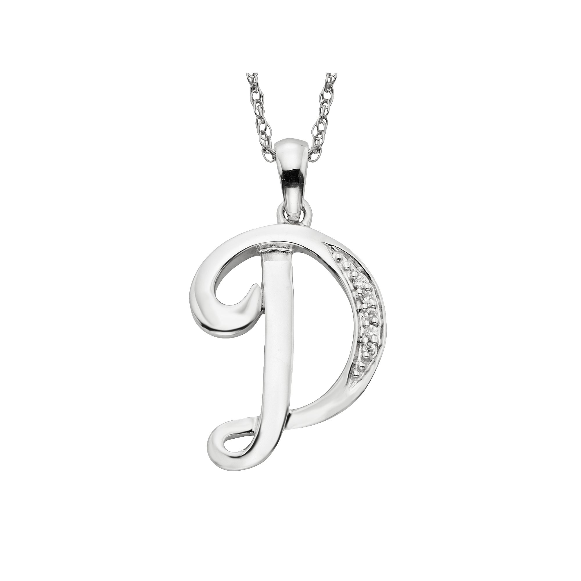 Sterling Silver Diamond Accent Initial Pendant, Womens, Size: 20MM