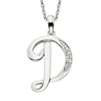 Sterling Silver Diamond Accent Initial Pendant