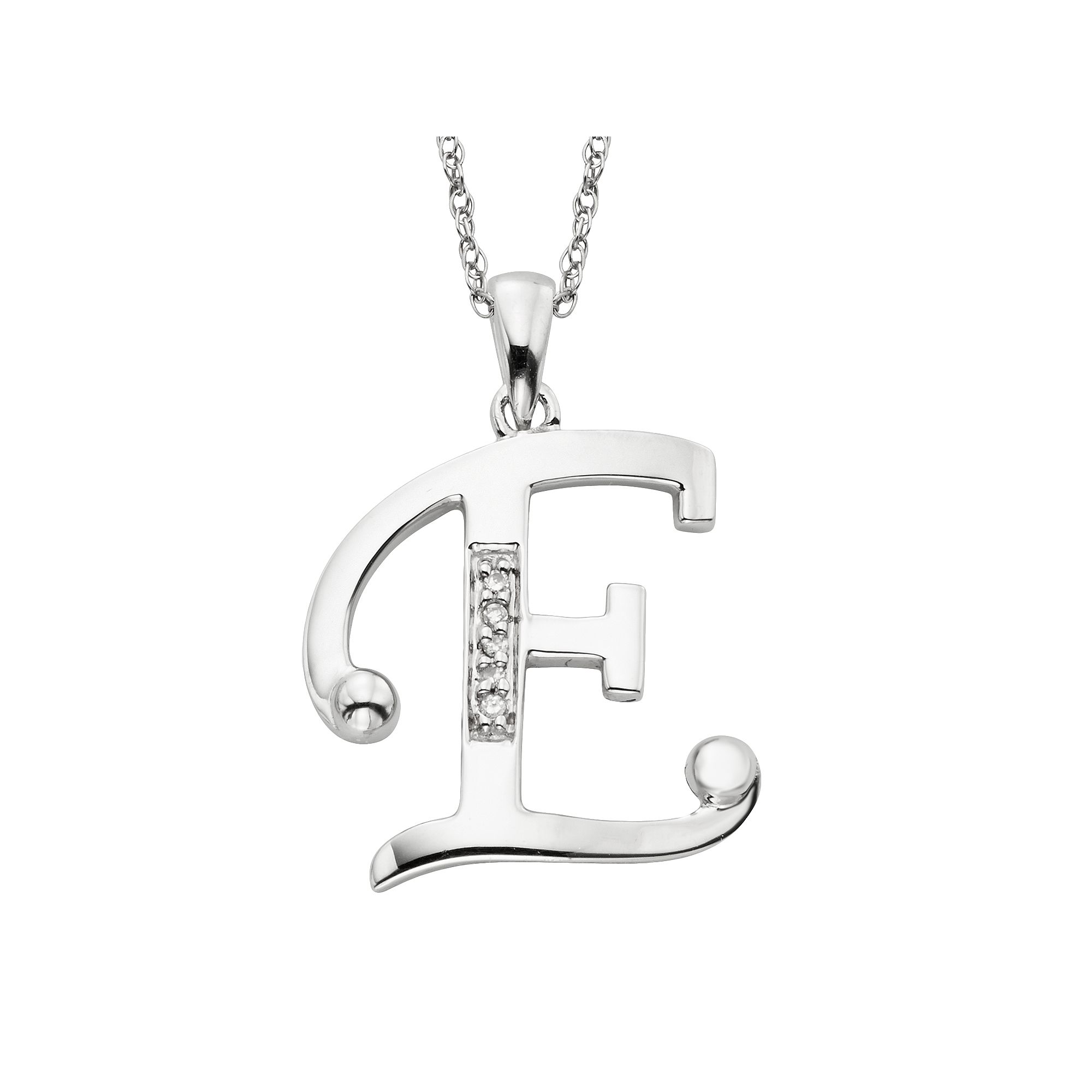 Sterling Silver Diamond Accent Initial Pendant, Womens, Size: 20MM