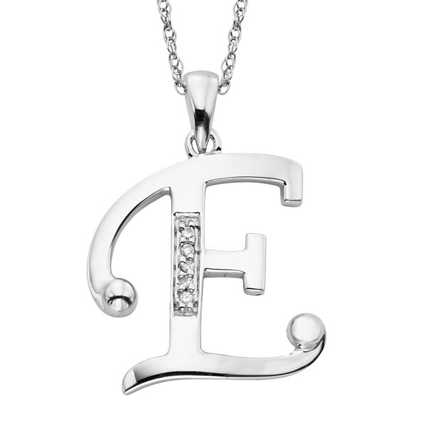 Sterling Silver Diamond Accent Initial Pendant