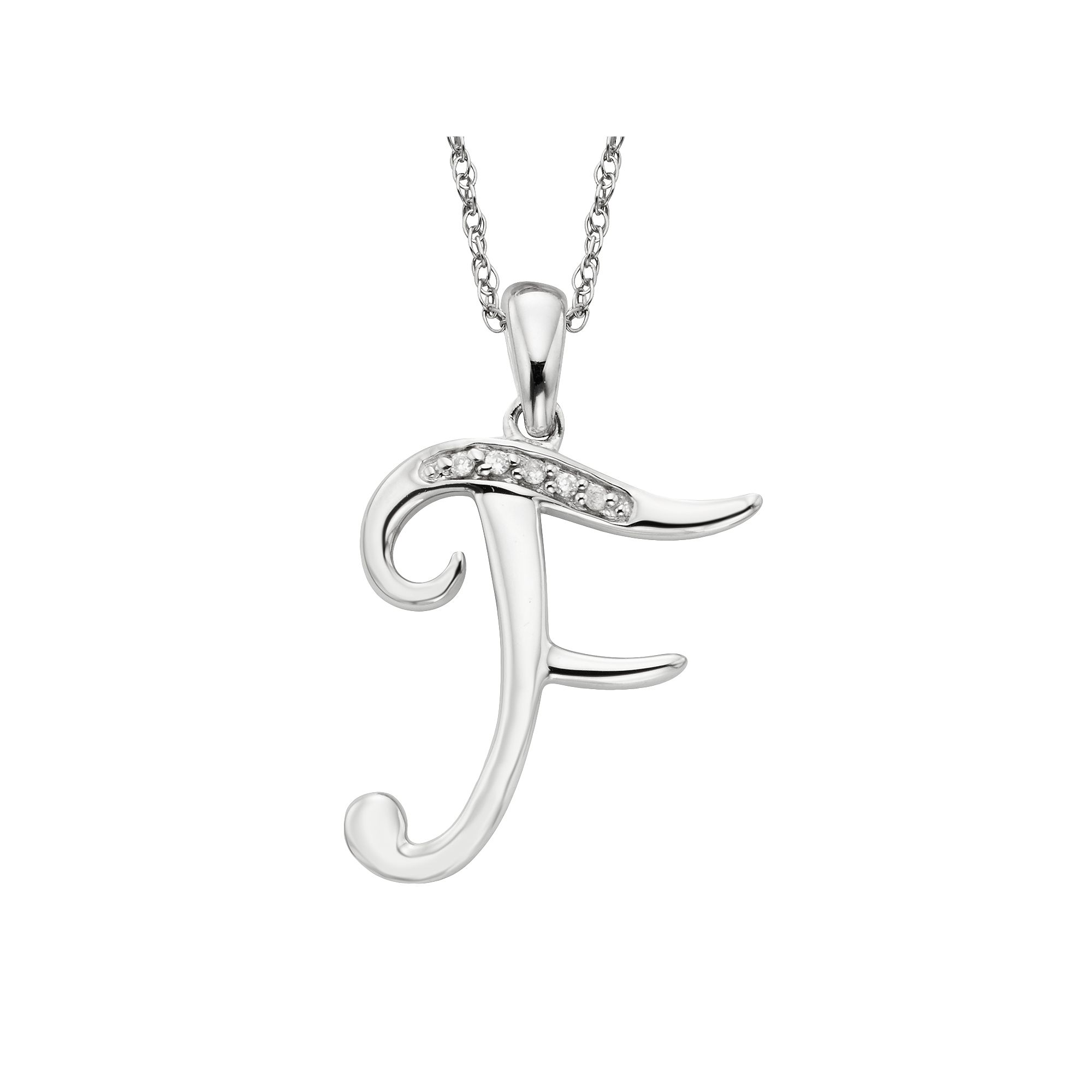 Sterling Silver Diamond Accent Initial Pendant, Womens, Size: 20MM, F