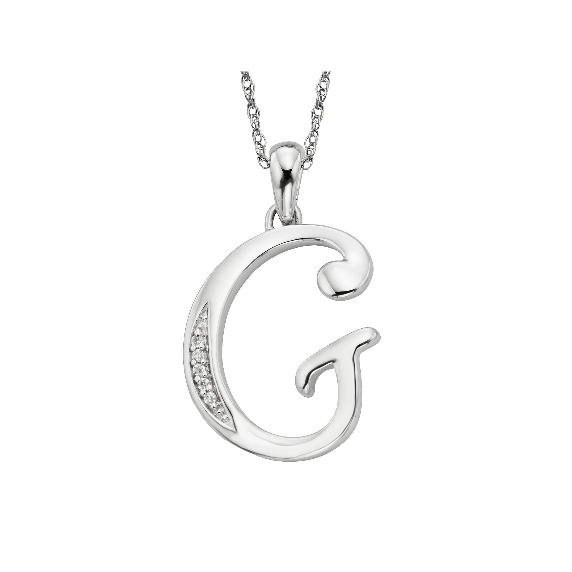 Sterling Silver Diamond Accent Initial Pendant, Womens, Size: 20MM
