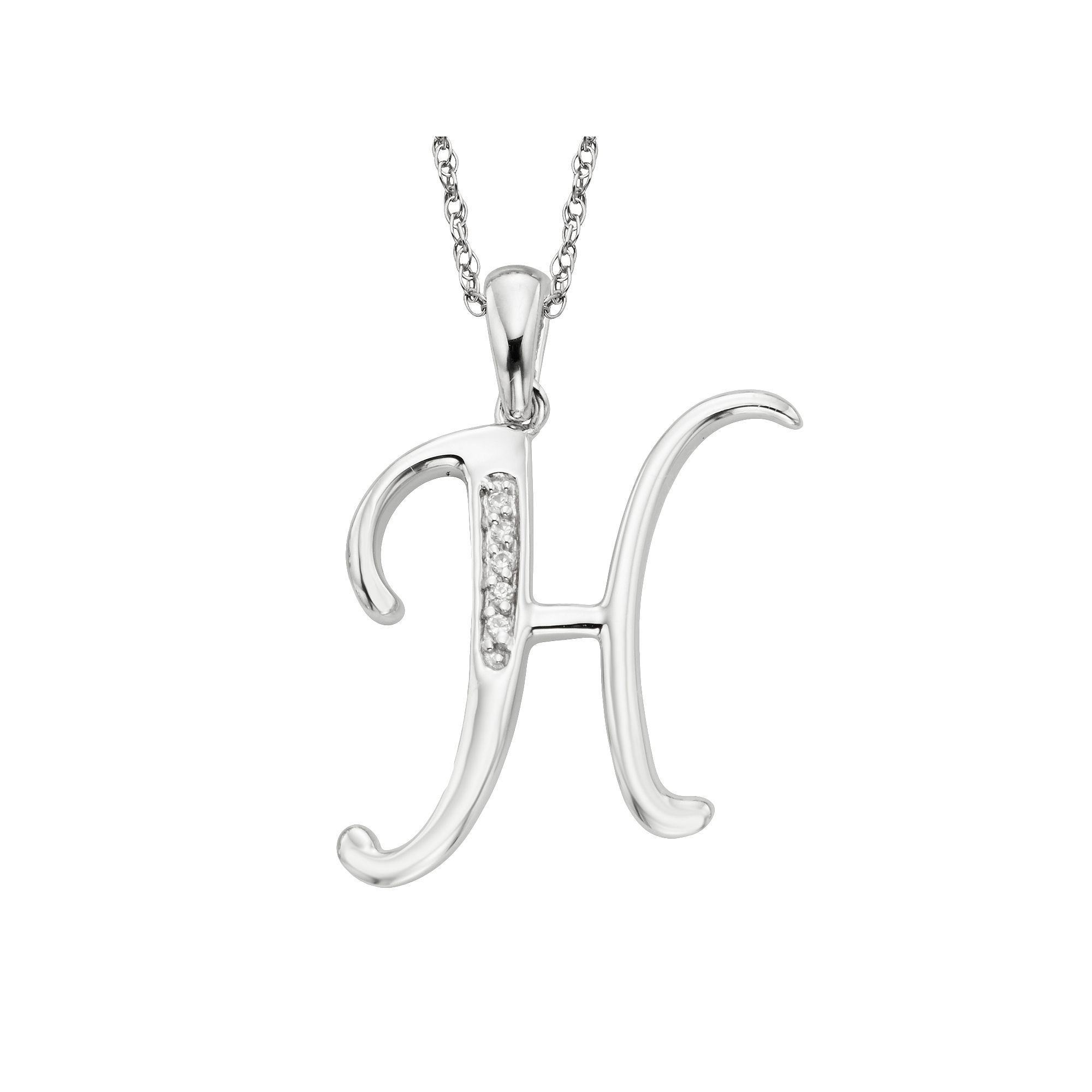 Sterling Silver Diamond Accent Initial Pendant, Womens, Size: 20MM, H