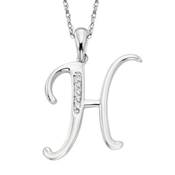 Sterling Silver Diamond Accent Initial Pendant