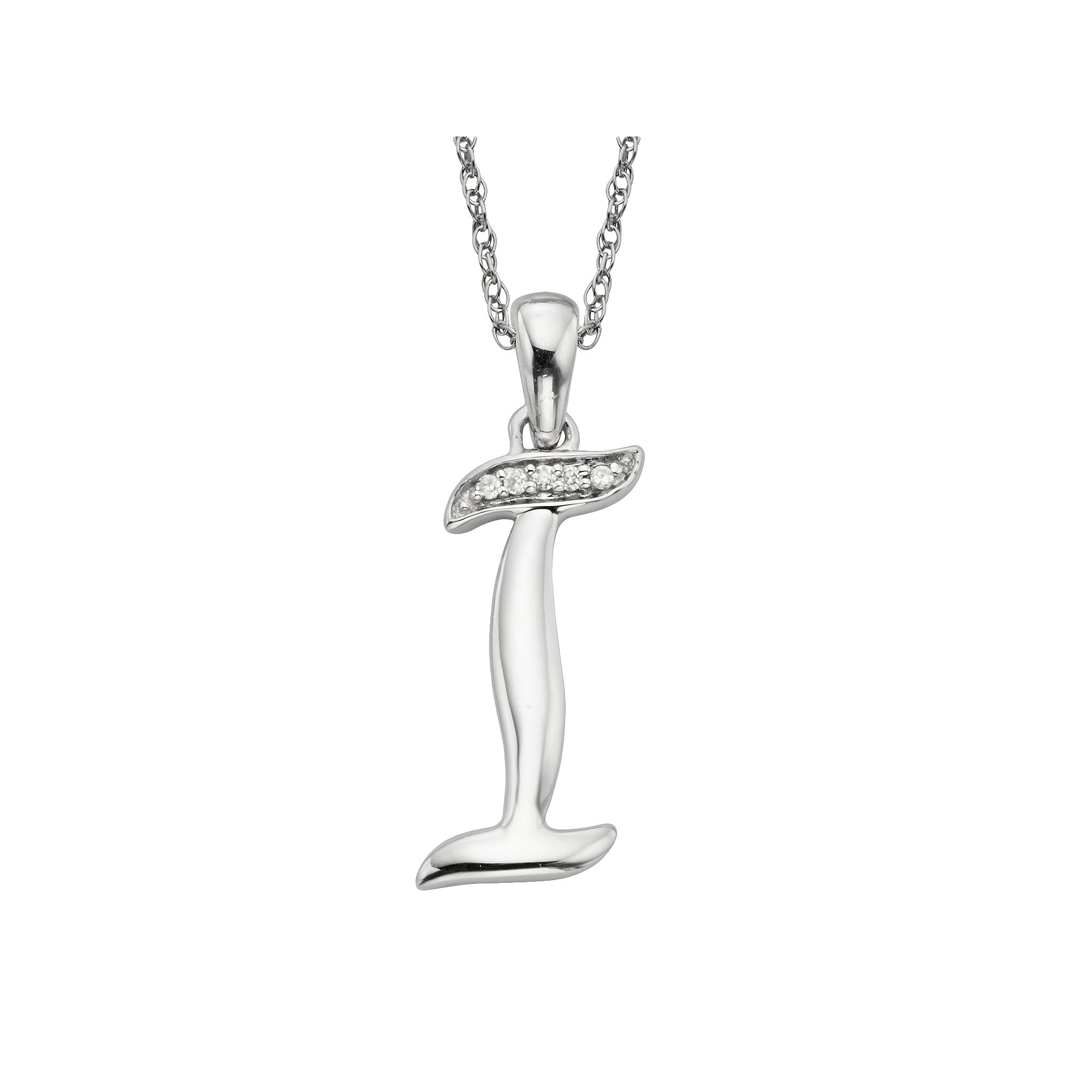 Sterling Silver Diamond Accent Initial Pendant, Womens, Size: 20MM