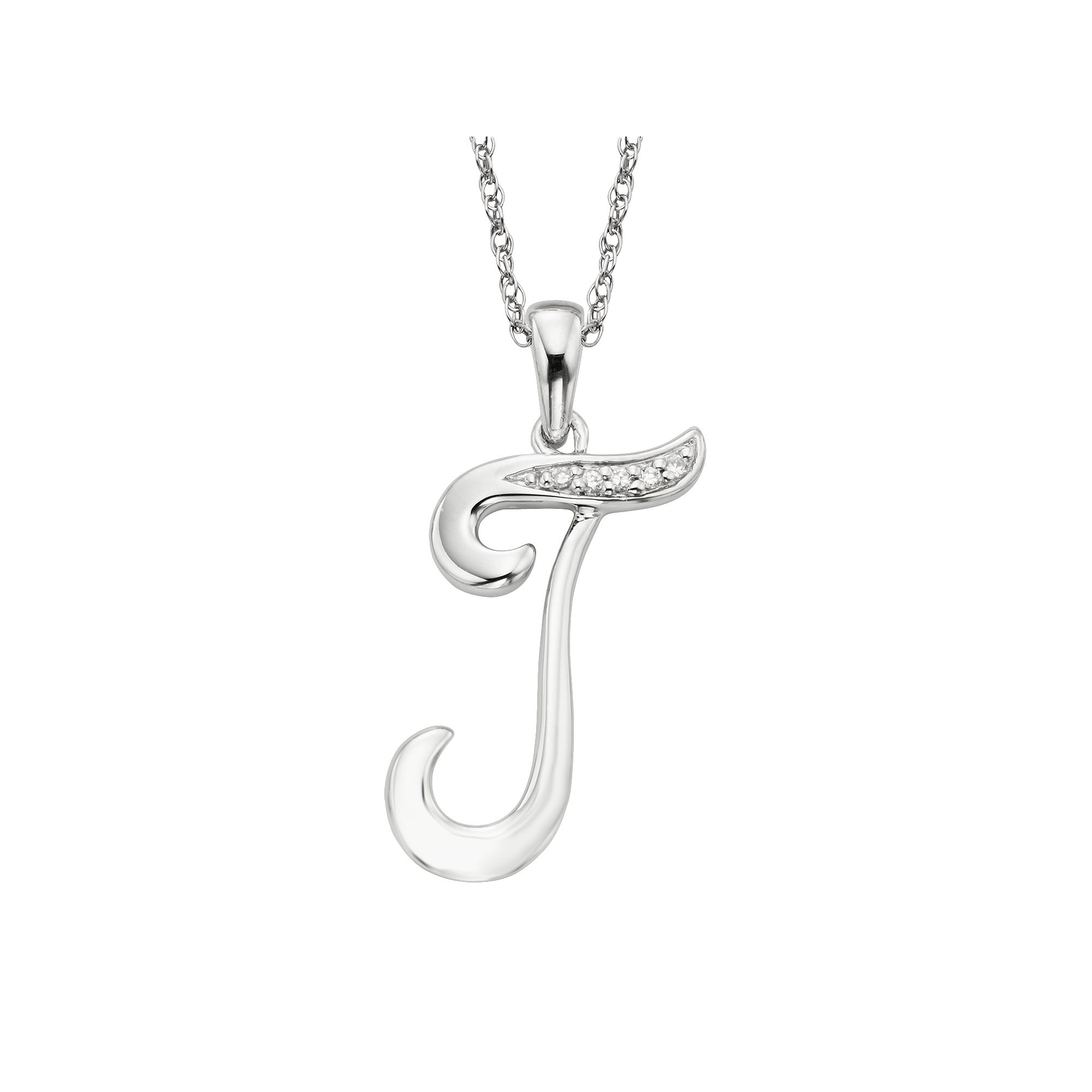 Sterling Silver Diamond Accent Initial Pendant, Womens, Size: 20MM, J