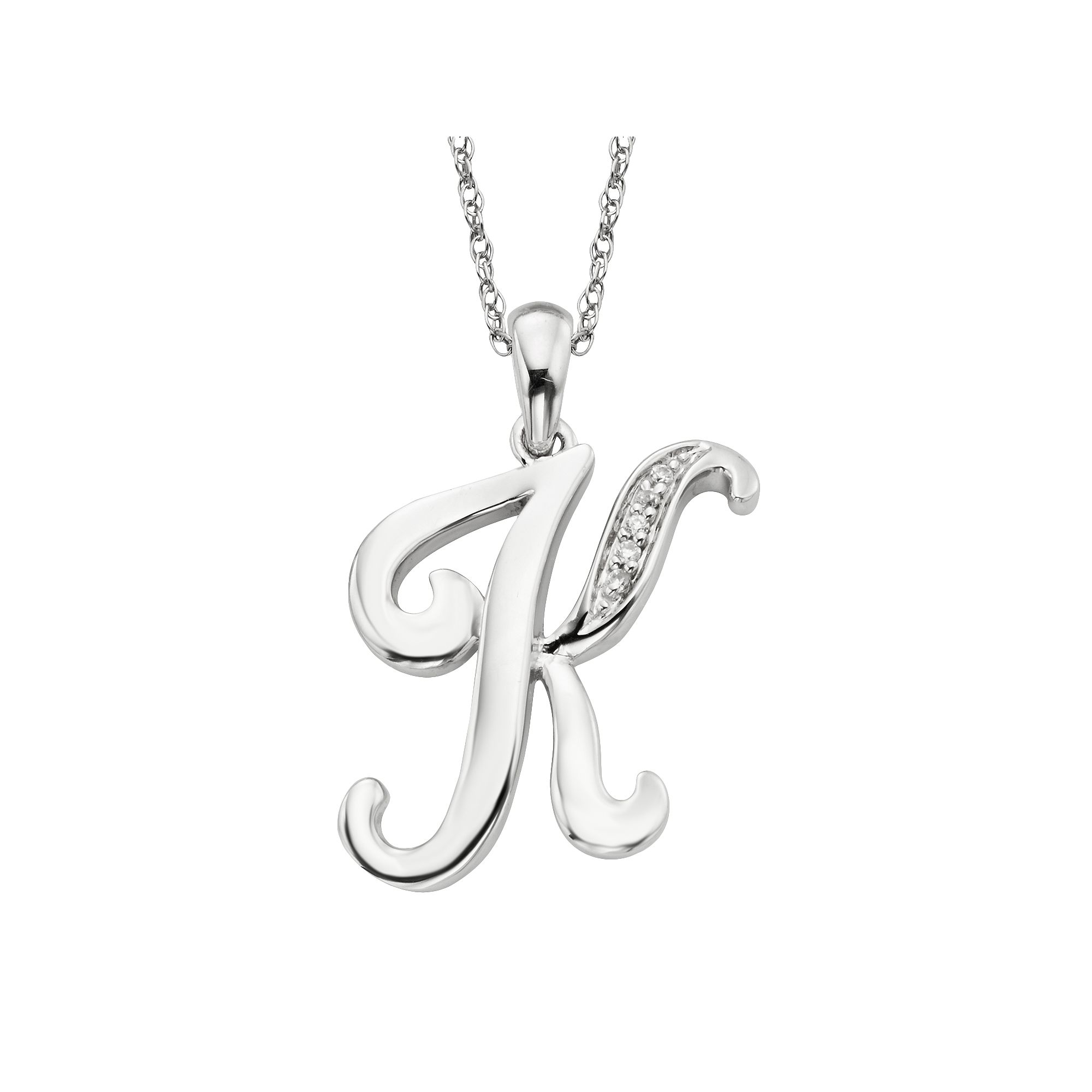 Sterling Silver Diamond Accent Initial Pendant, Womens, Size: 20MM, K