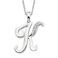Sterling Silver Diamond Accent Initial Pendant