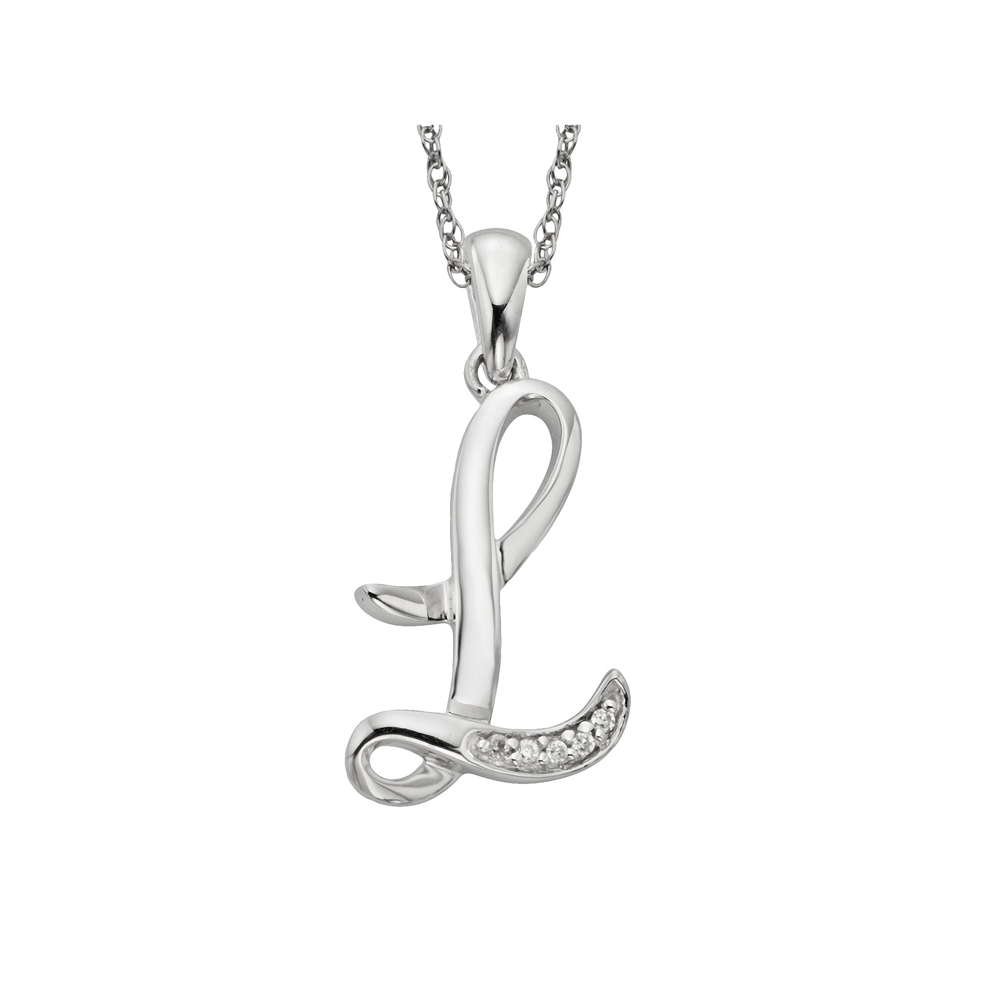 Sterling Silver Diamond Accent Initial Pendant, Womens, Size: 20MM
