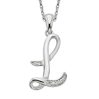 Sterling Silver Diamond Accent Initial Pendant