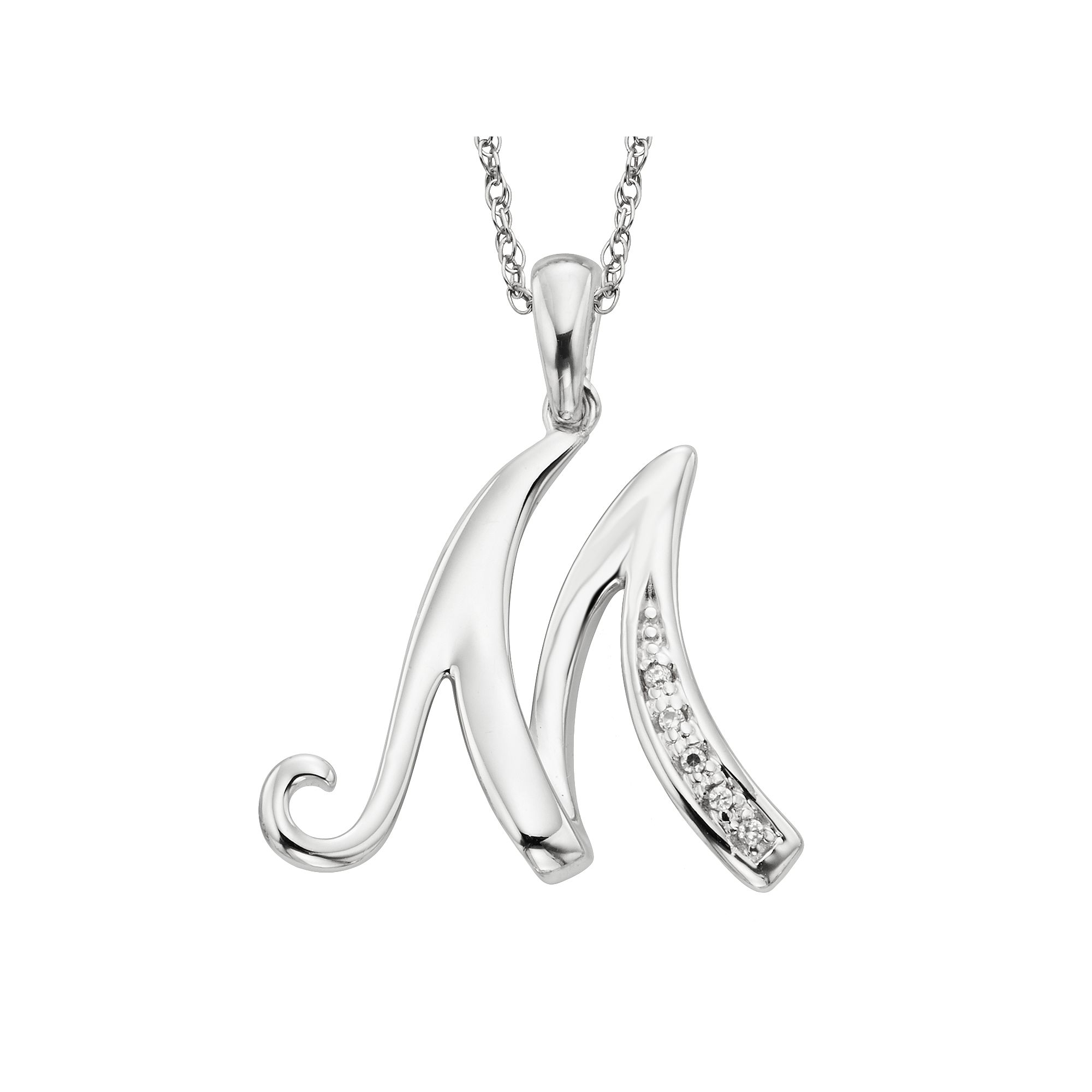 Sterling Silver Diamond Accent Initial Pendant, Womens, Size: 20MM