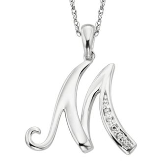 Sterling Silver Diamond Accent Initial Pendant