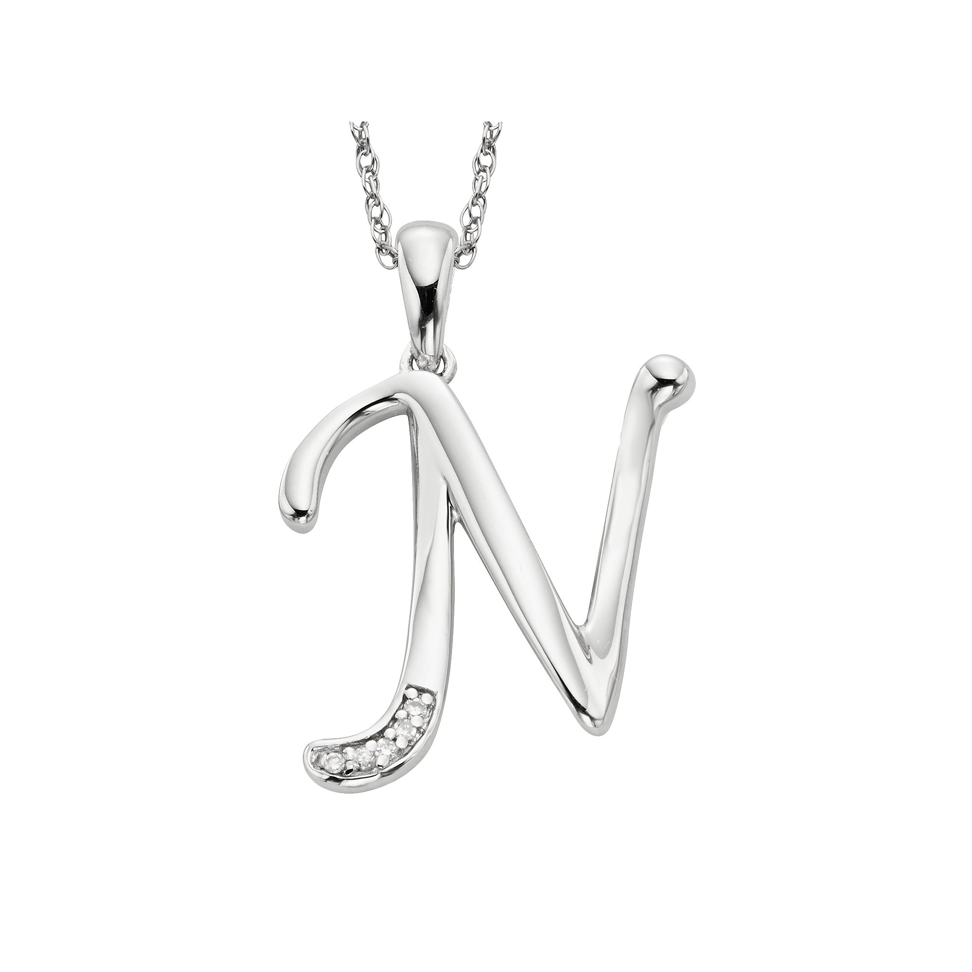 Sterling Silver Diamond Accent Initial Pendant, Womens, Size: 20MM