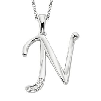 Sterling Silver Diamond Accent Initial Pendant