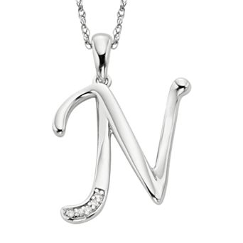 Sterling Silver Diamond Accent Initial Pendant