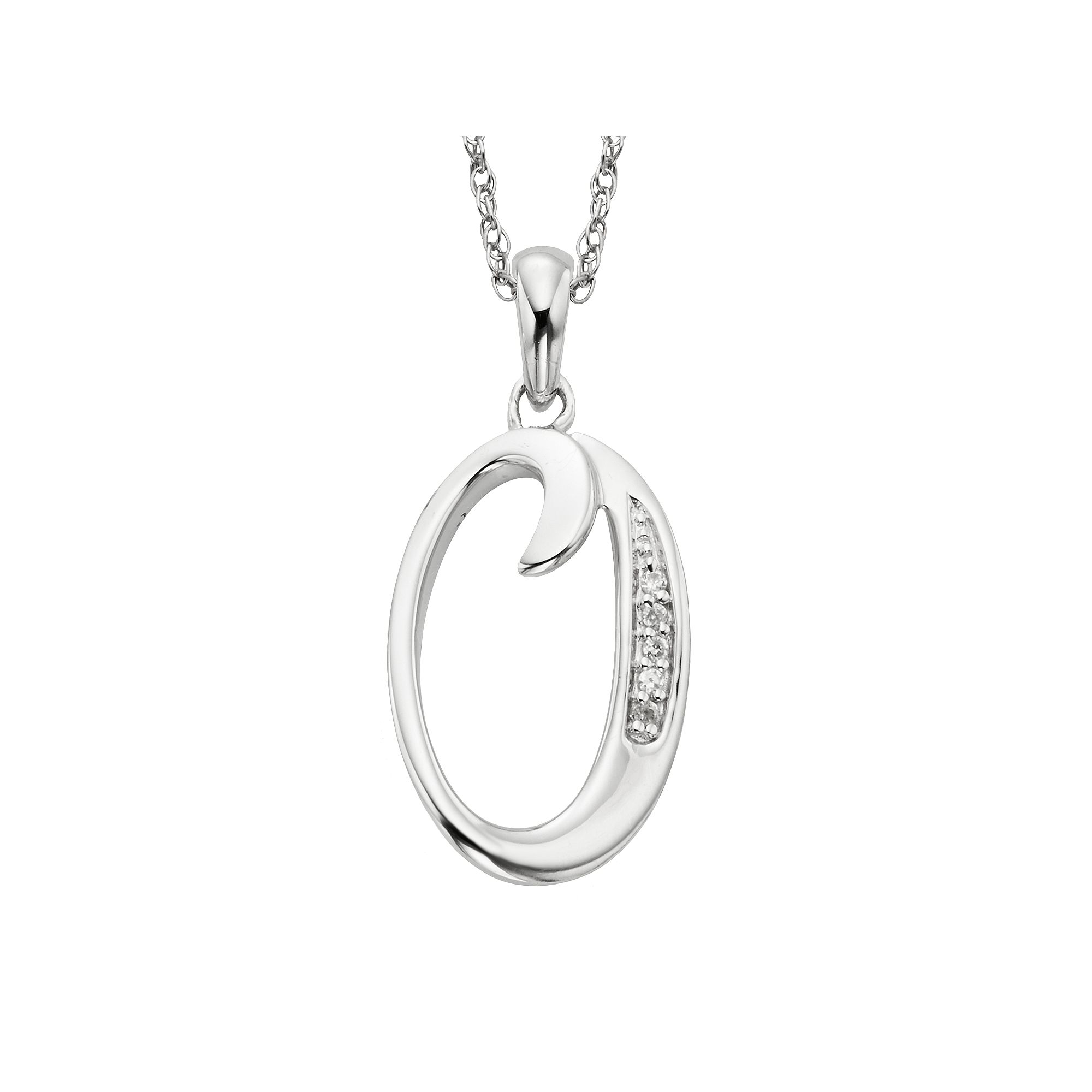 Sterling Silver Diamond Accent Initial Pendant, Womens, Size: 20MM
