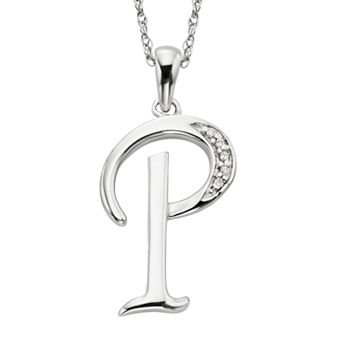 Sterling Silver Diamond Accent Initial Pendant
