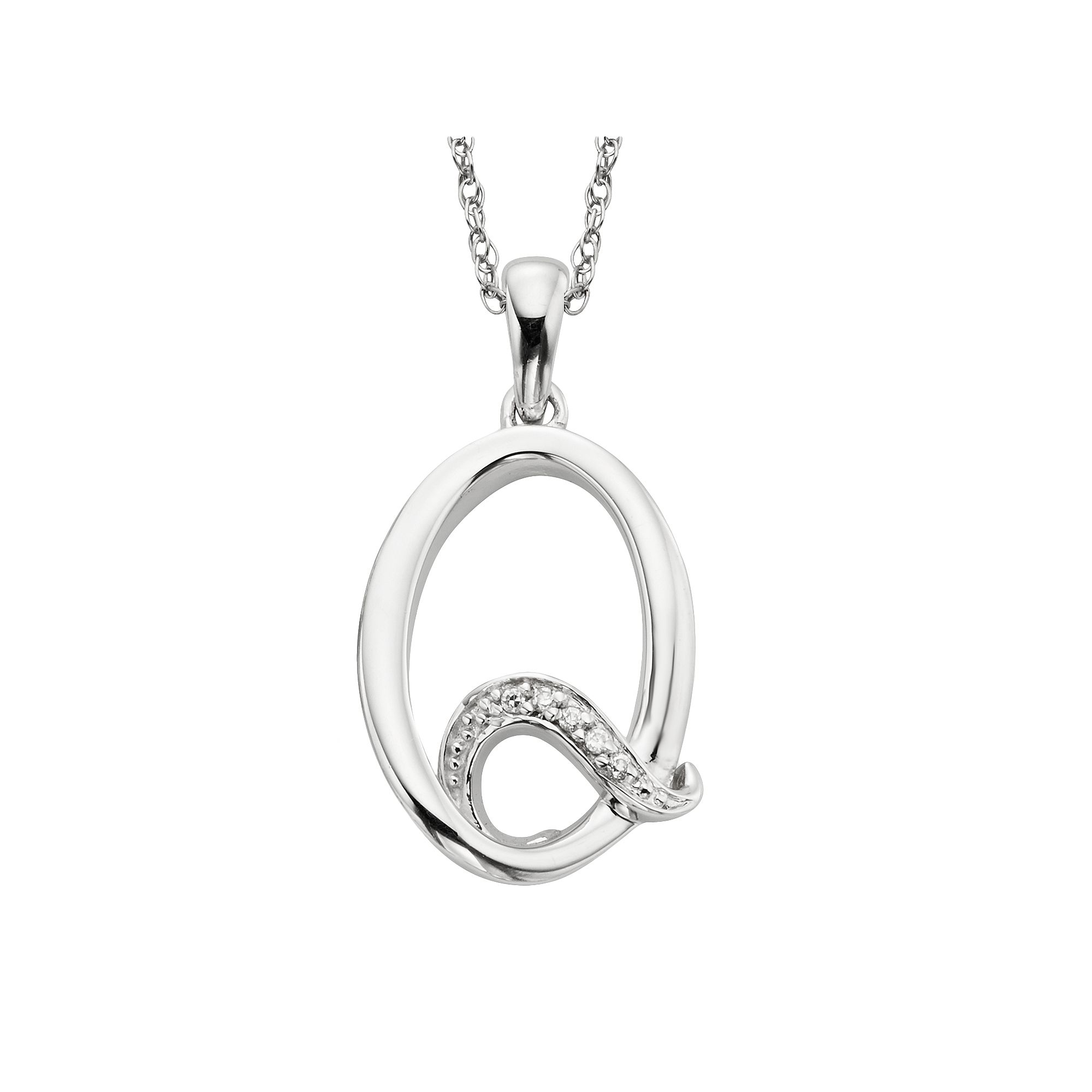Sterling Silver Diamond Accent Initial Pendant, Womens, Size: 20MM, Q