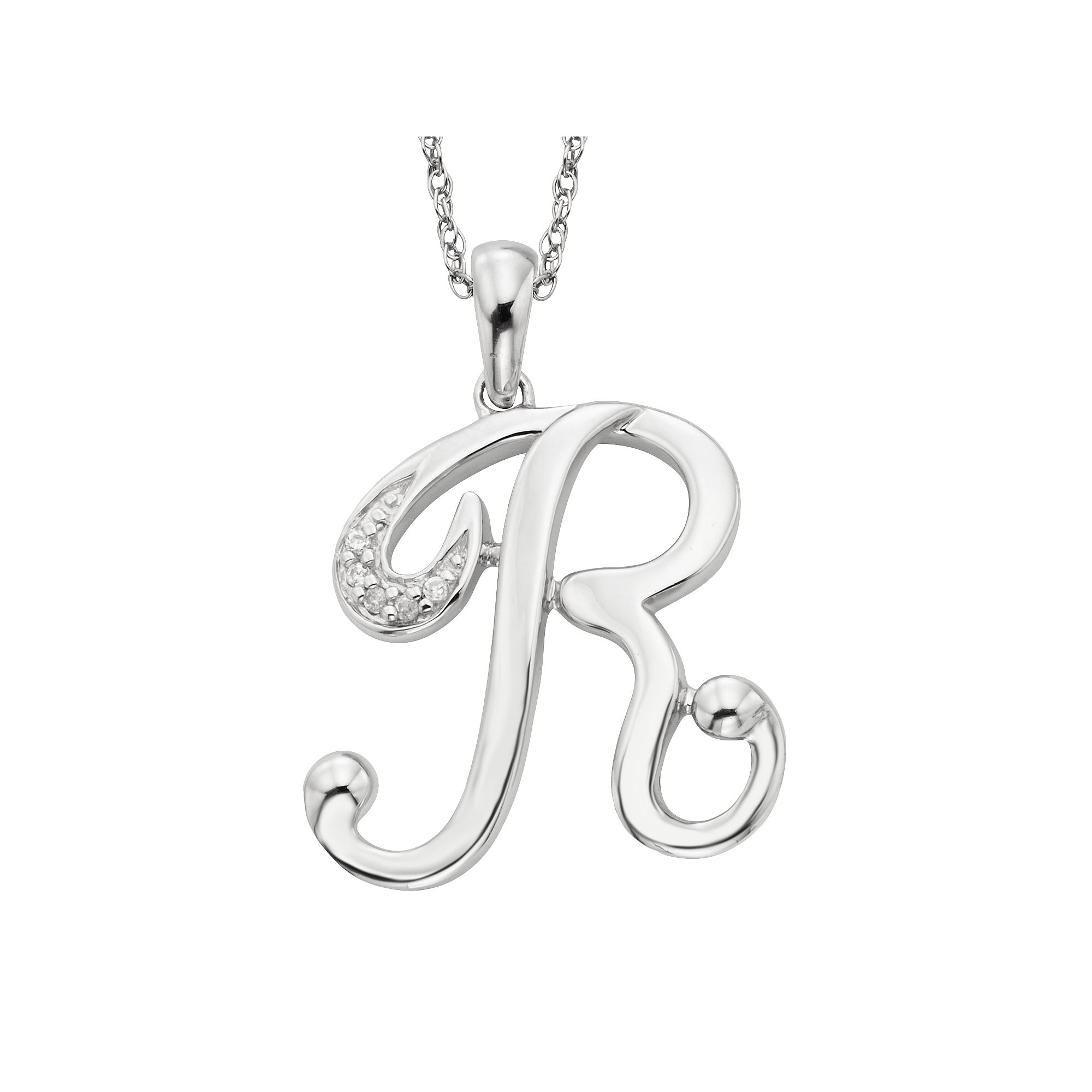 Sterling Silver Diamond Accent Initial Pendant, Womens, Size: 20MM