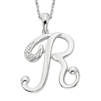 Sterling Silver Diamond Accent Initial Pendant