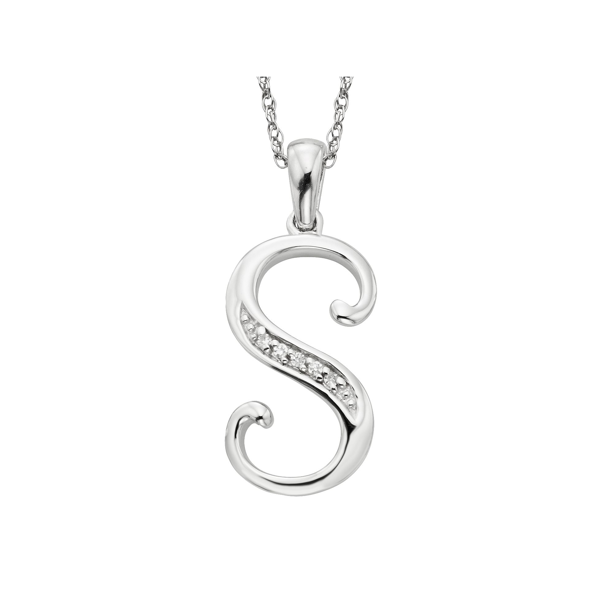 Sterling Silver Diamond Accent Initial Pendant, Womens, Size: 20MM
