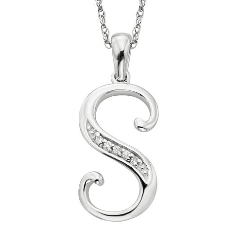 Sterling Silver Diamond Accent Initial Pendant