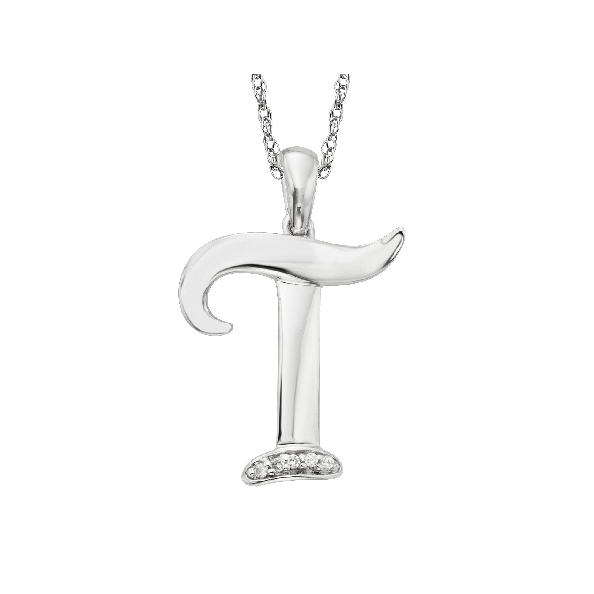 Sterling Silver Diamond Accent Initial Pendant, Womens, Size: 20MM
