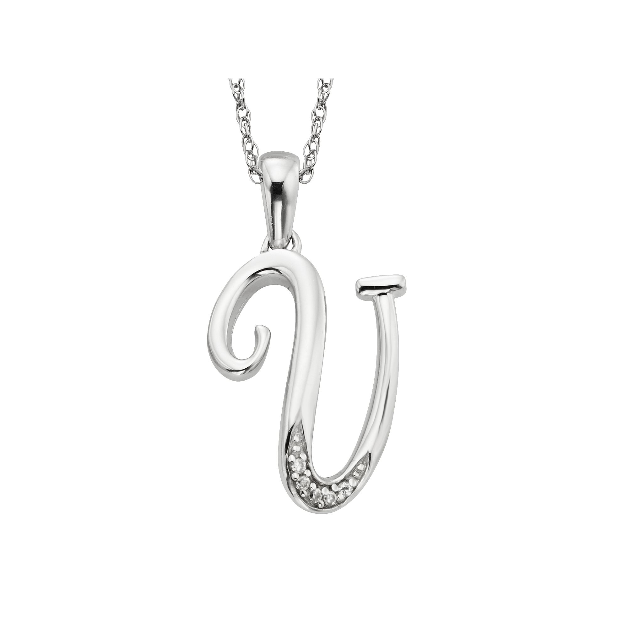 Sterling Silver Diamond Accent Initial Pendant, Womens, Size: 20MM