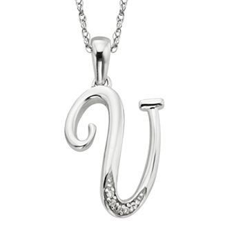 Sterling Silver Diamond Accent Initial Pendant