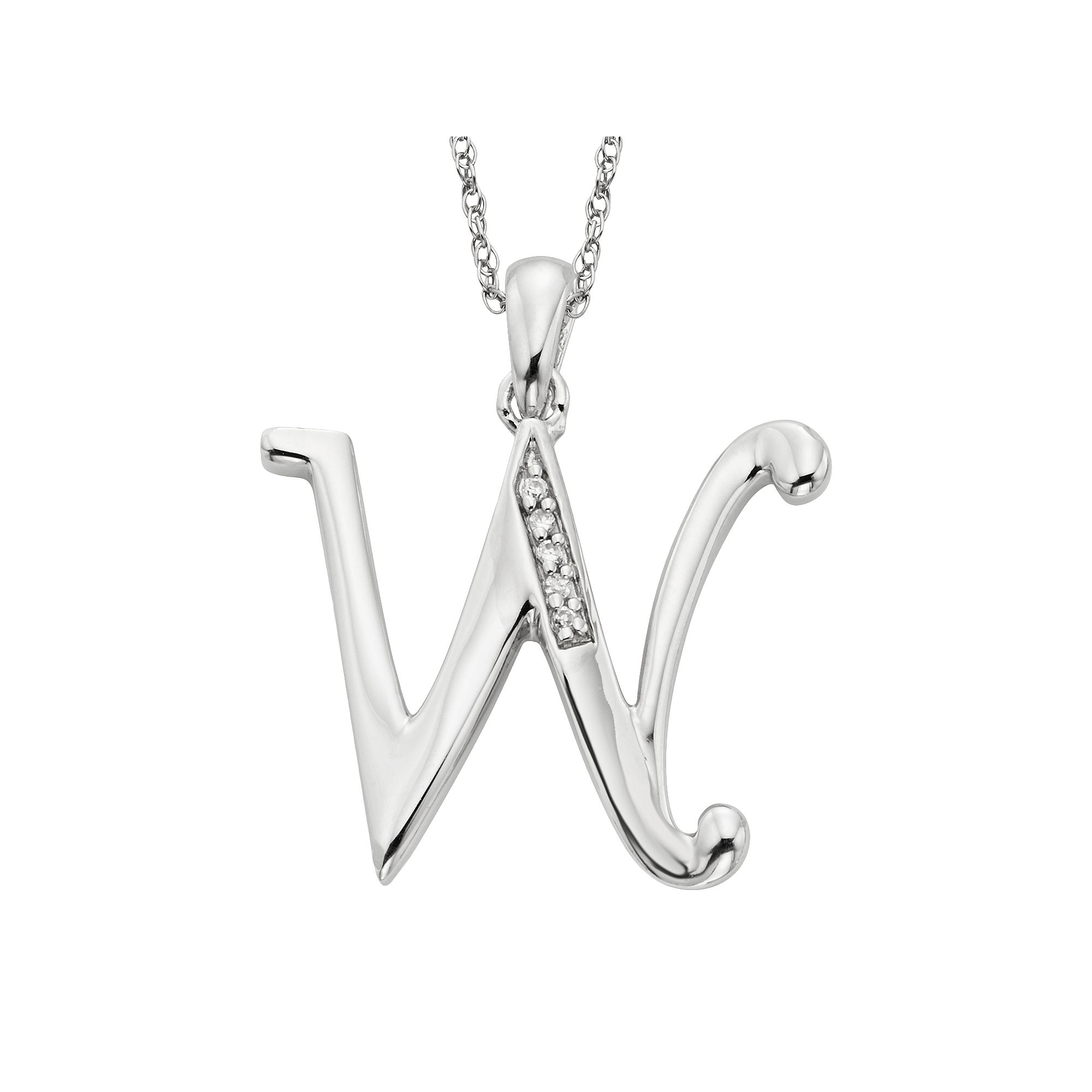Sterling Silver Diamond Accent Initial Pendant, Womens, Size: 20MM